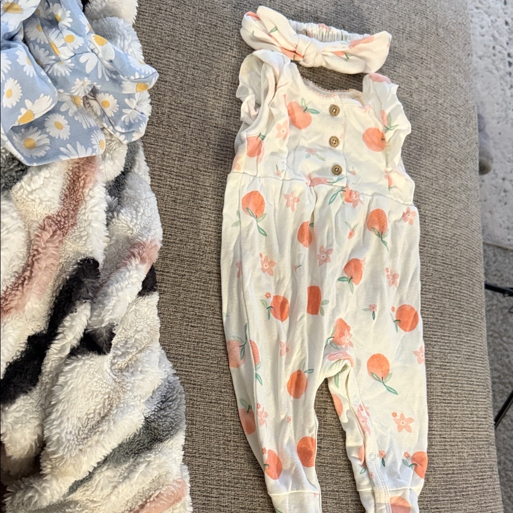 Floral Baby Romper with Headband